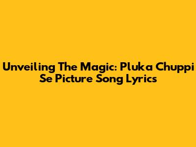 Unveiling The Magic: Pluka Chuppi Se Picture Song Lyrics
