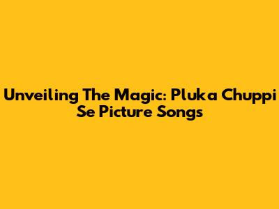 Unveiling The Magic: Pluka Chuppi Se Picture Songs