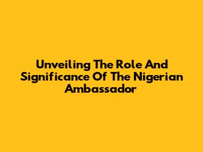 Unveiling The Role And Significance Of The Nigerian Ambassador
