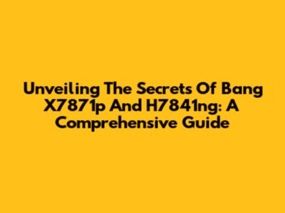 Unveiling The Secrets Of Bang X7871p And H7841ng: A Comprehensive Guide