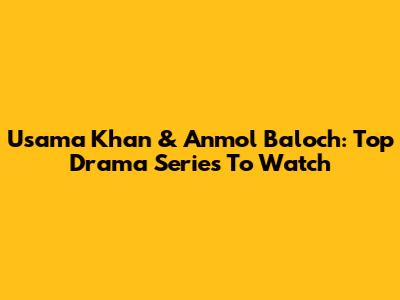 Usama Khan & Anmol Baloch: Top Drama Series To Watch