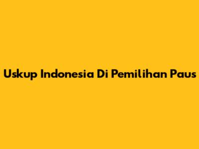 Uskup Indonesia Di Pemilihan Paus