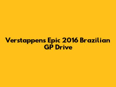 Verstappen's Epic 2016 Brazilian GP Drive