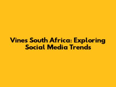 Vine's South Africa: Exploring Social Media Trends
