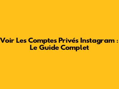 Voir Les Comptes Privés Instagram : Le Guide Complet