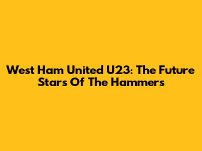 West Ham United U23: The Future Stars Of The Hammers