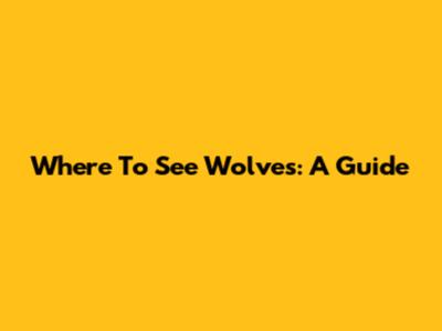 Where To See Wolves: A Guide