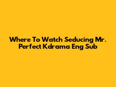 Where To Watch Seducing Mr. Perfect Kdrama Eng Sub