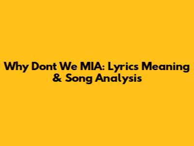 Why Don't We MIA: Lyrics Meaning & Song Analysis