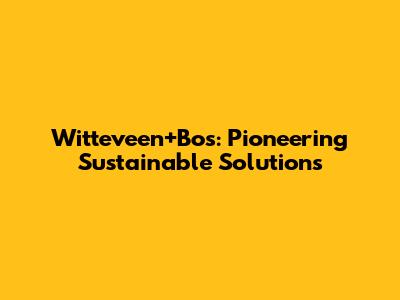 Witteveen+Bos: Pioneering Sustainable Solutions