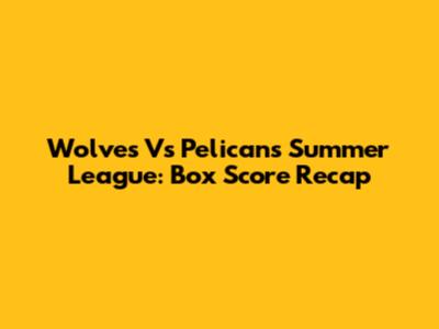 Wolves Vs Pelicans Summer League: Box Score Recap