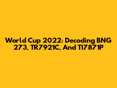 World Cup 2022: Decoding BNG 273, TR7921C, And TI7871P