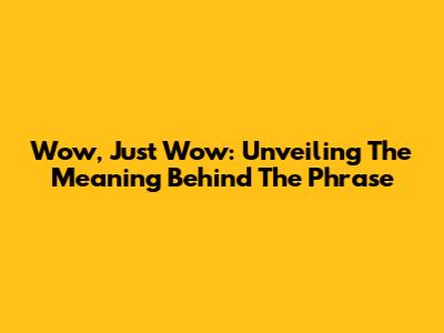 Wow, Just Wow: Unveiling The Meaning Behind The Phrase