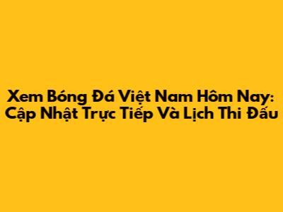 Xem Bóng Đá Việt Nam Hôm Nay: Cập Nhật Trực Tiếp Và Lịch Thi Đấu