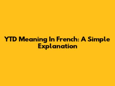YTD Meaning In French: A Simple Explanation
