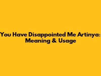 You Have Disappointed Me Artinya: Meaning & Usage