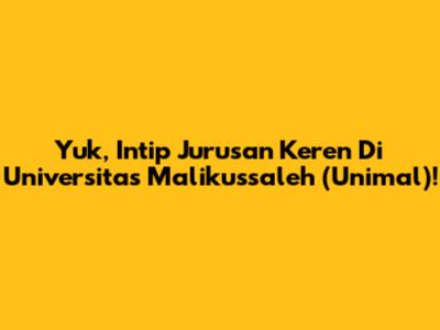 Yuk, Intip Jurusan Keren Di Universitas Malikussaleh (Unimal)!